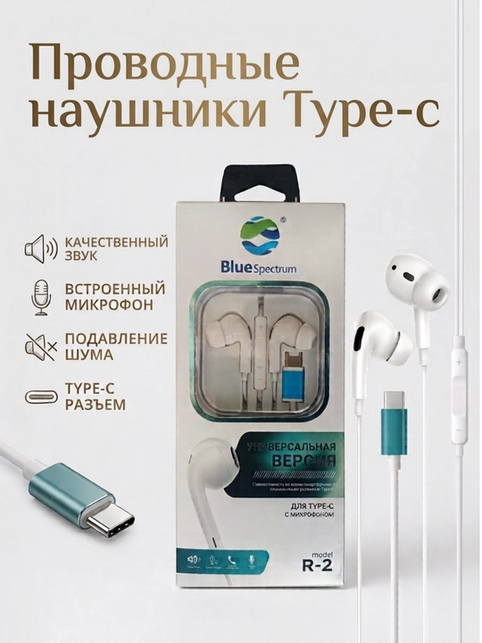 Проводные наушники BlueSpectrumType-C с микрофоном