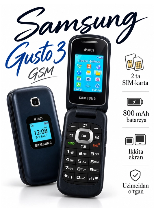 Samsung Gusto 3 GSM DUOS, кнопочный телефон-раскладушка, GM-B311V, IMEI пройден - 