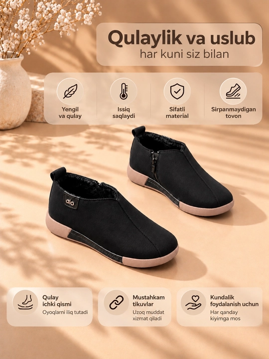 Ayollar uchun kuzgi va qishki mo‘ynali issiq botinkalar