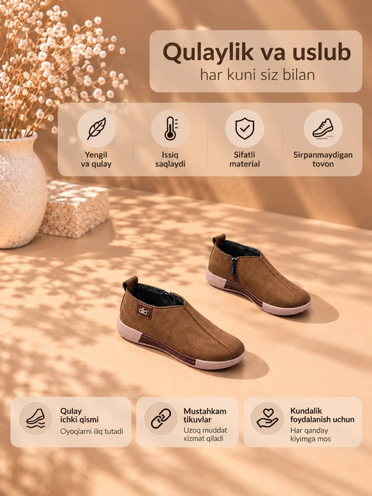 Ayollar uchun kuzgi va qishki mo‘ynali issiq botinkalar