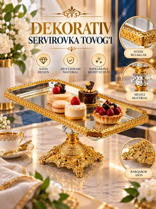 Dekorativ patnis, servirovka patnisi, oynali patnis, shirinlik uchun patnis