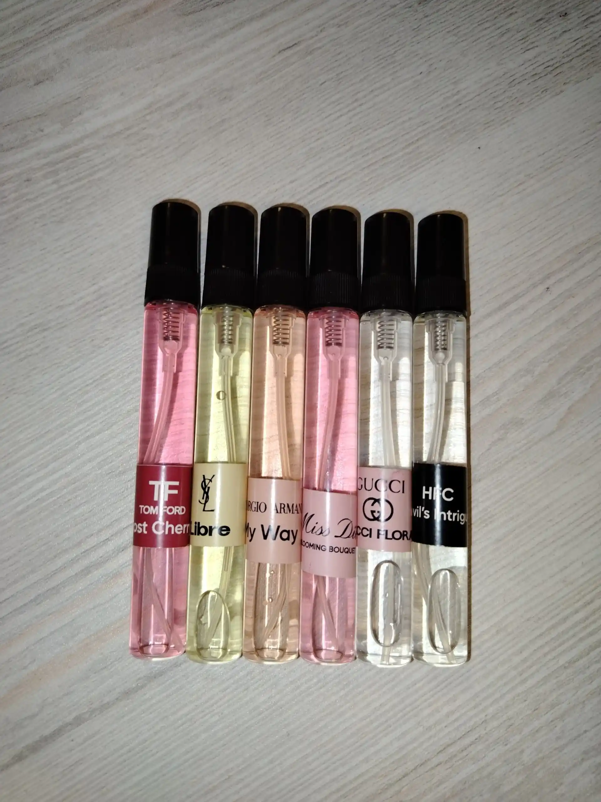 Набор духов для женщин Gucci Flora, Miss Dior, Devil's Intrigue, Libre, Lost Cherry, 6 в 1