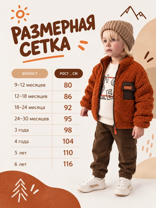 Детская тёплая куртка Teddy, 9 мес – 6 лет