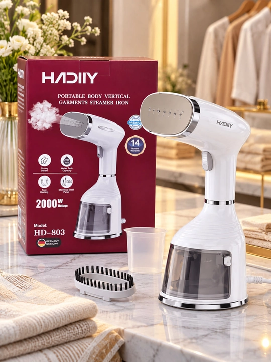 HADIY portativ bug‘li dazmol 2000 W, kiyim bug‘lagich, suv baki va aksessuarlari bilan