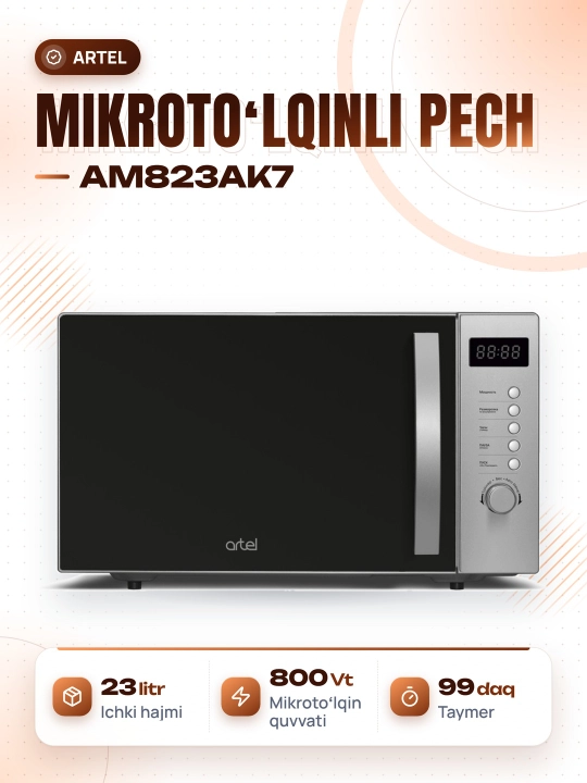 Artel AM823AK7 800 W mikroto'lqinli pech, raqamli - 