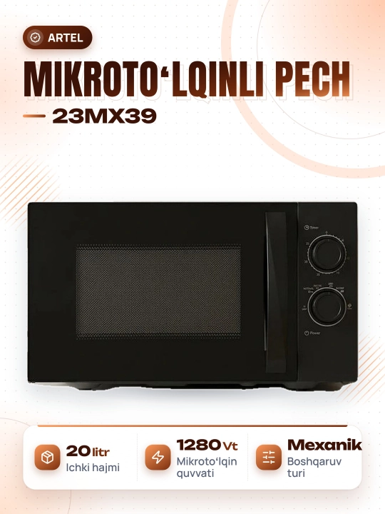 Artel 23MX39 800 Vt mikroto'lqinli pech, mexanik, 23 litr - 