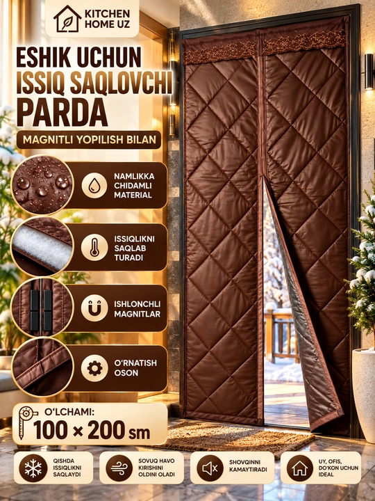 Eshik uchun issiq saqlovchi magnitli parda 100X200