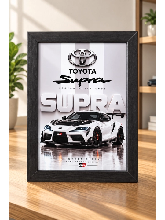 Постер Toyota Supra в рамке, картина со спорткаром, подарок автолюбителю - 