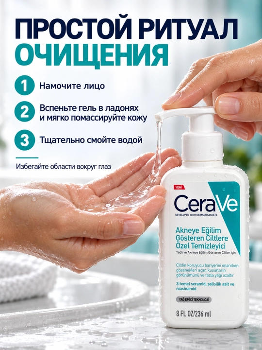 Для очищения от излишков жира и свежести гель для умывания, 236 мл