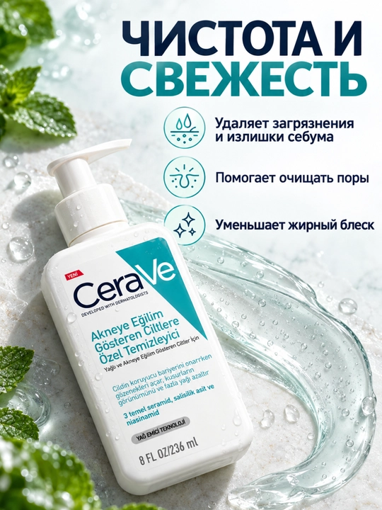 Для очищения от излишков жира и свежести гель для умывания, 236 мл