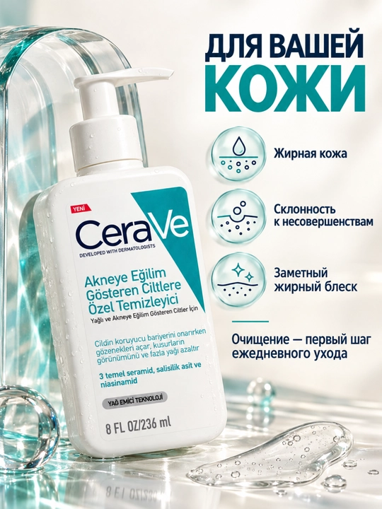 Для очищения от излишков жира и свежести гель для умывания, 236 мл