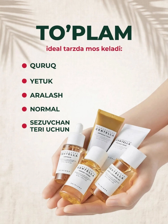 Yuz uchun to‘plam, koreys kosmetikasi, teri parvarishi SKIN1004 Centella