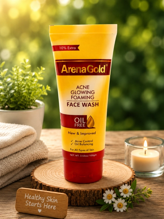 Гель для умывания против акне, для жирной кожи Arena Gold Acne Glopwing Foaming Face Wash - 