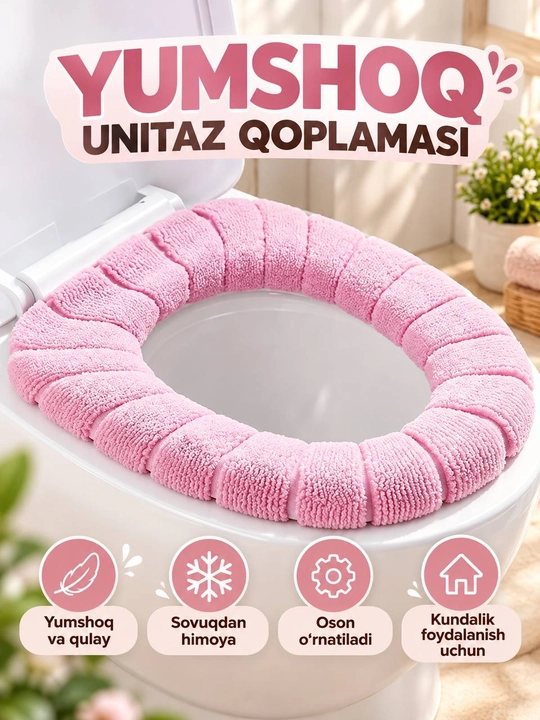 Unitaz uchun yumshoq matoli qoplama, gigiyenik o‘rindiq g‘ilofi - 