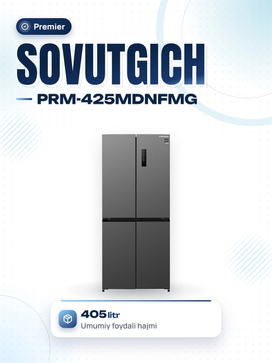Premier PRM-425MDNFMG muzlatgichi, No Frost, Side by 405 litr