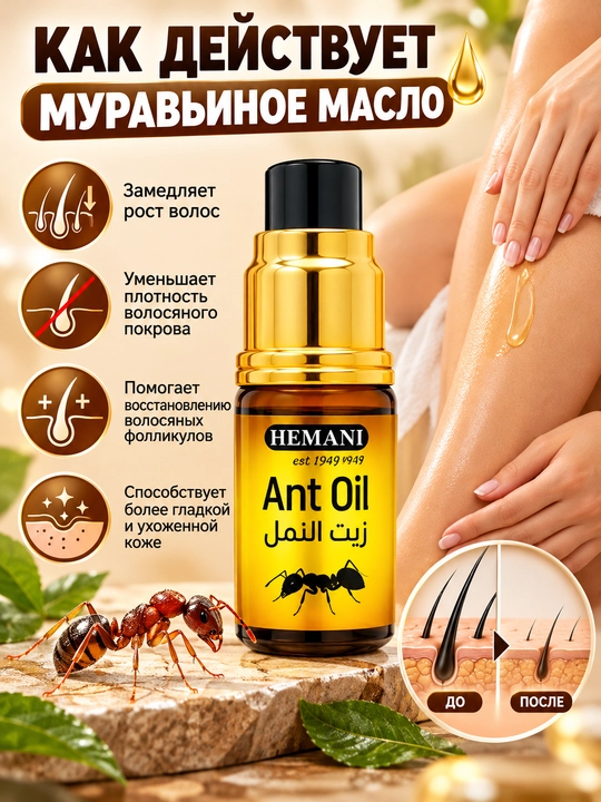 Средство для замедления роста волос Ant Oil – муравьиное масло 30 мл