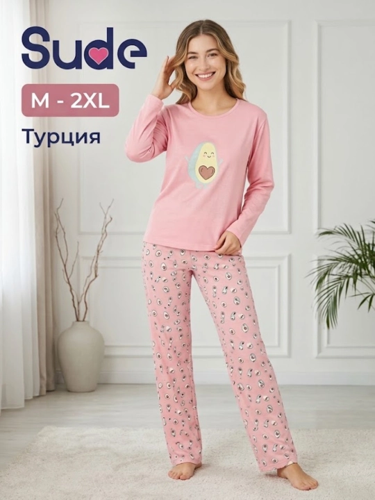 Ayollar pijamasi, uzun yengli pijama ayollar uchun, modal, paxta, Turkiya, M–2XL - 