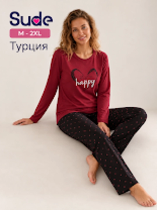 Ayollar pijamasi, uzun yengli pijama ayollar uchun, modal, paxta, Turkiya, M–2XL - 