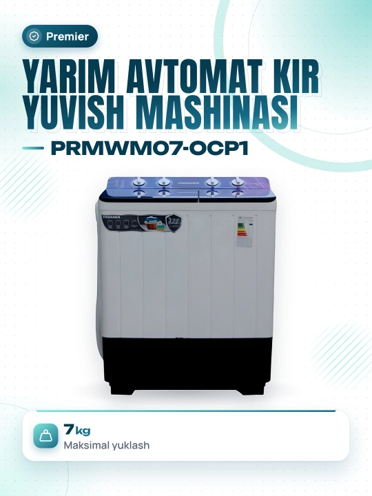 Yarim avtomat kir yuvish mashinasi Premier PRMWM07-OCP1 - 
