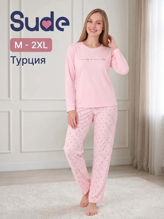Ayollar pijamasi, turkcha uzun yengli ayollar pijamasi, modal, paxta, Turkiya, M–2XL - 