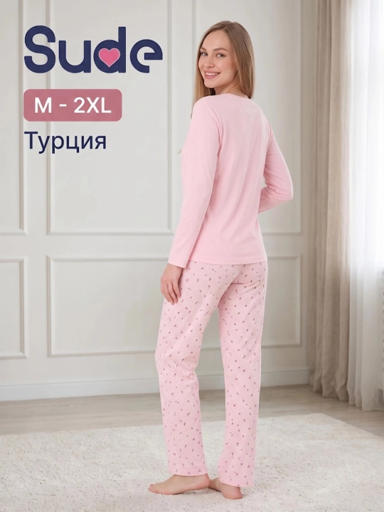 Пижама для женщин, Турецкая пижама женская с длинным рукавом, модал, хлопок, Турция, M–2XL