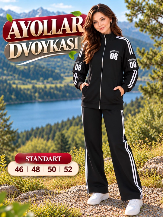 Dvoykalar ayollar uchun, komplekt, spоrtivka ayollar uchun, olimpika va shim, tepa past - 