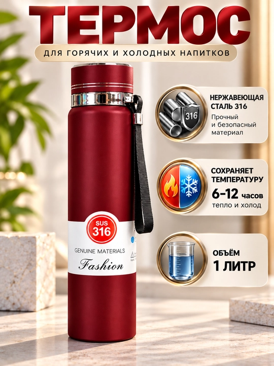 Термокружка, термостакан для горячих и холодных напитков, дорожная кружка - 