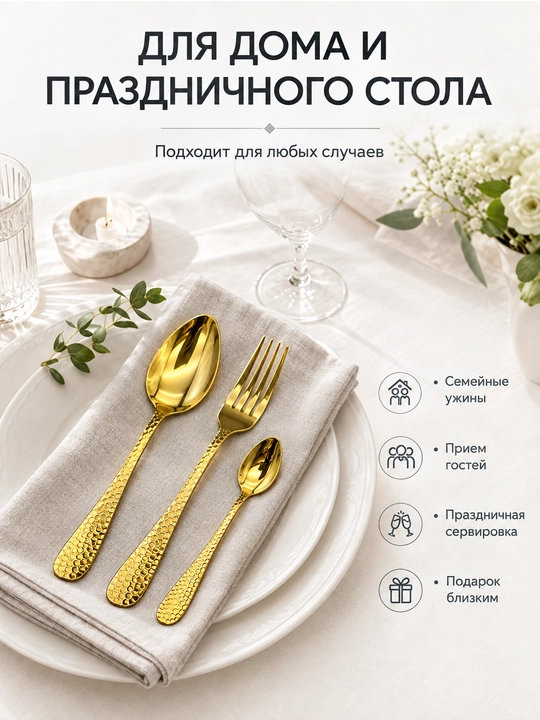 Набор столовых приборов, 18 предметов на 6 персон