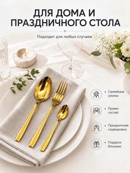 Набор столовых приборов, 18 предметов на 6 персон
