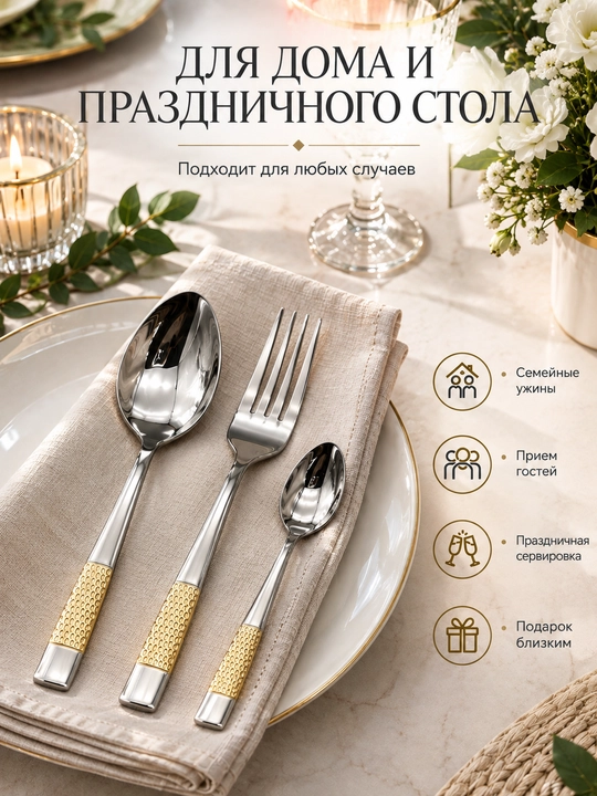 Набор столовых приборов, 18 предметов на 6 персон