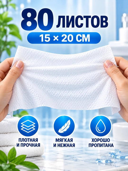 Probiotikli, unitazga tashlash mumkin bo‘lgan nam hojatxona salfetkalari — 80 dona