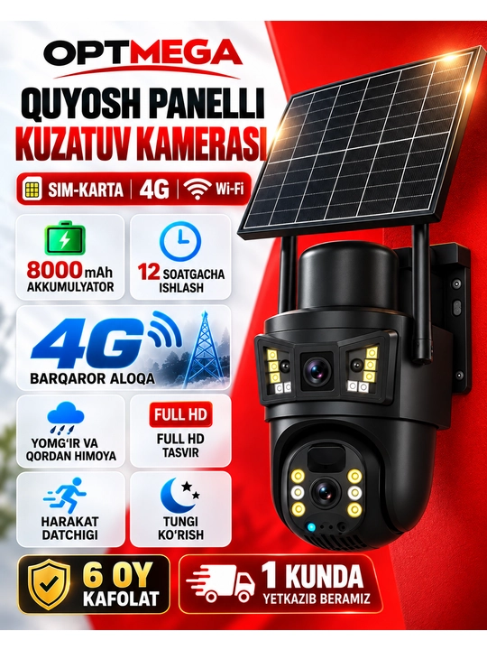 Kamera video kuzatuv quyosh panelli (sim kartali) 4G FULL HD sd kard - 