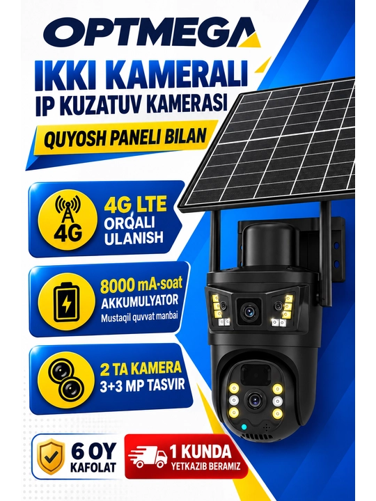 Kamera video kuzatuv quyosh panelli (sim kartali) 4G FULL HD sd kard - 