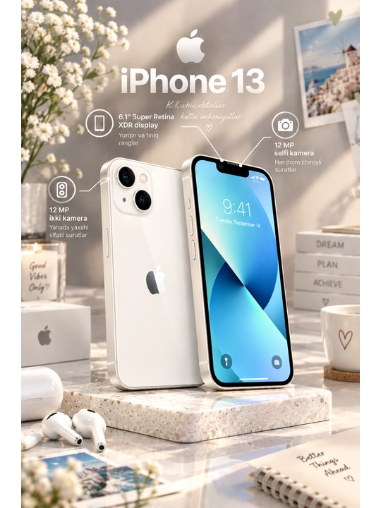 Smartfon Apple iPhone 13, ayfon 13 128/256 GB, SIM+eSIM, UZIMEI-ro'yxatdan o'tgan