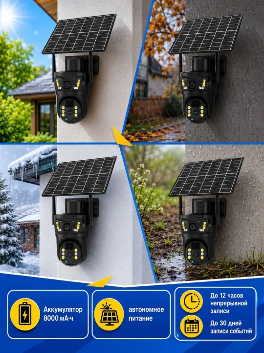 4G Full HD-видеокамера наблюдения на солнечной батарее (с SIM-картой)