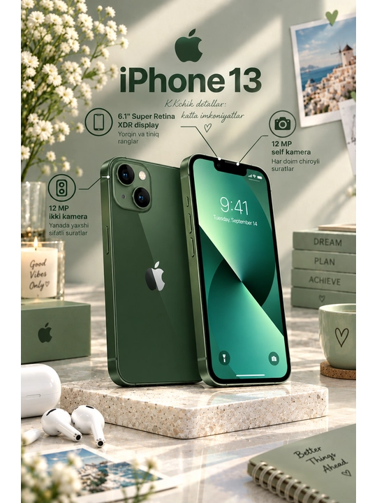 Smartfon Apple iPhone 13, ayfon 13 128/256 GB, SIM+eSIM, UZIMEI-ro'yxatdan o'tgan