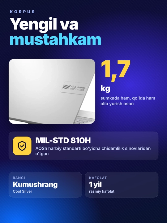 Ноутбук ASUS Vivobook X1504 Intel Core i5-120U | DDR5 8ГБ |SSD 512ГБ| 15,6 FHD |Windows 11
