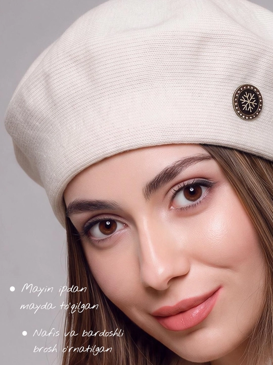 Ayollar va qizlar uchun beret, klassik toʻqilgan shapka, kuz qish mavsum bosh kiyimi