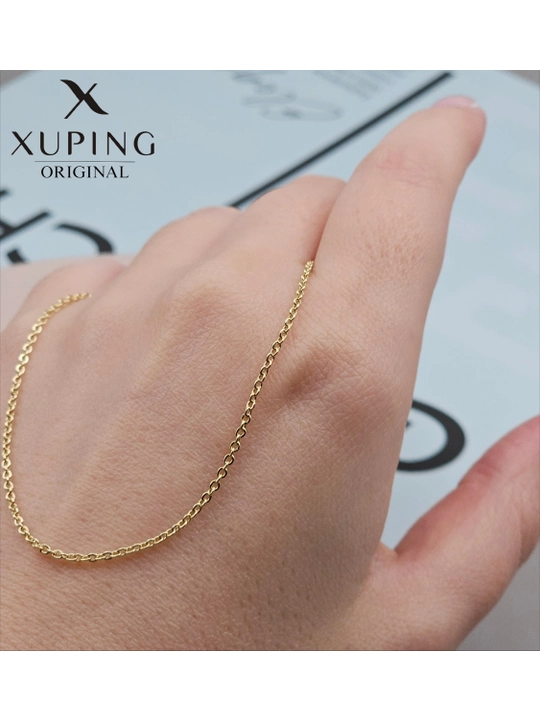 Цепочка женская Xuping 45 см, золотистая, тонкая, бижутерия - 