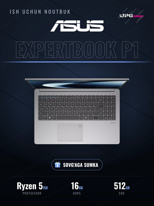 Ноутбук ASUS ExpertBook P1 PM1503CDA 15,6" FHD, Ryzen 5 150, 16 ГБ, SSD 512 ГБ, Серый