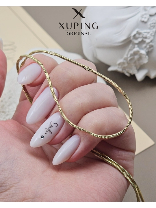Цепочка женская Xuping 45 см, золотистая, тонкая, бижутерия - 
