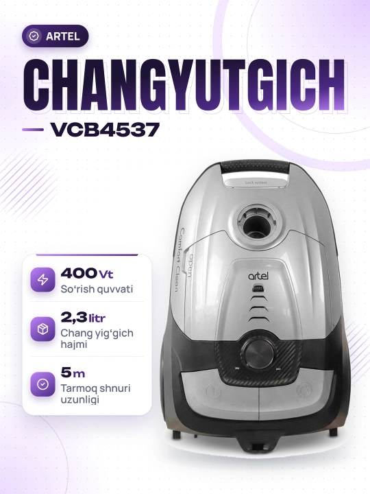Changyutgich Artel VCB 4537, teleskopik trubkali va past shovqin darajasi - 