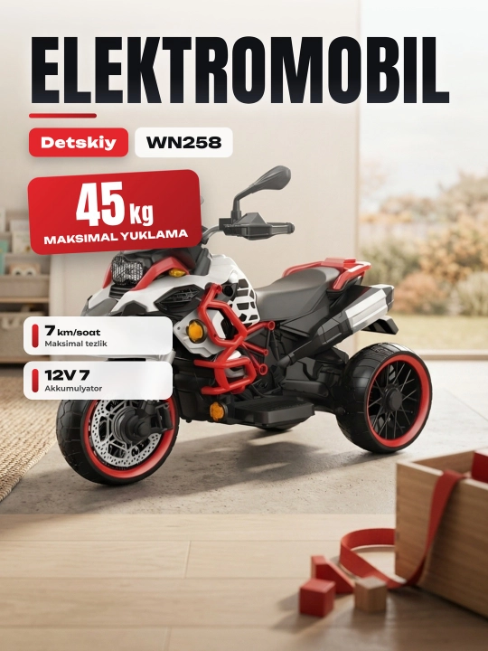 Elektr avtomobil mototsikli WN 258 bolalar uchun - 
