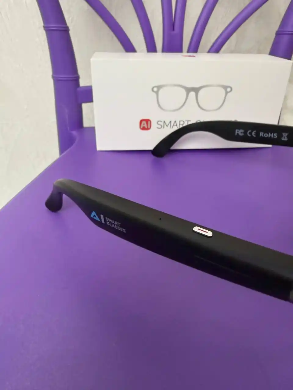 AI aqlli ko‘zoynak 1080P Full HD kamera, ovozli boshqaruv, Bluetooth, Wi-Fi, 220 mAh