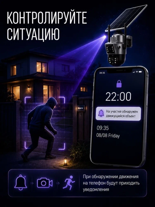 4G Full HD-видеокамера наблюдения на солнечной батарее (с SIM-картой)