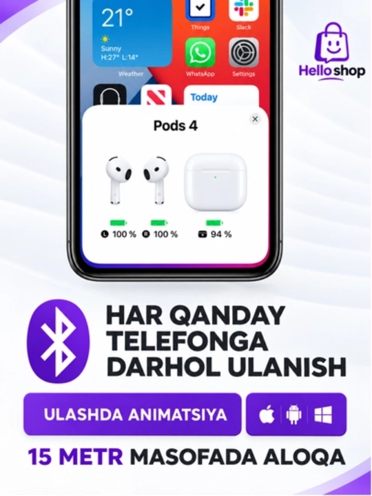 Simsiz quloqchin Pods 4 ANC, bluetooth quloqchin,naushnik