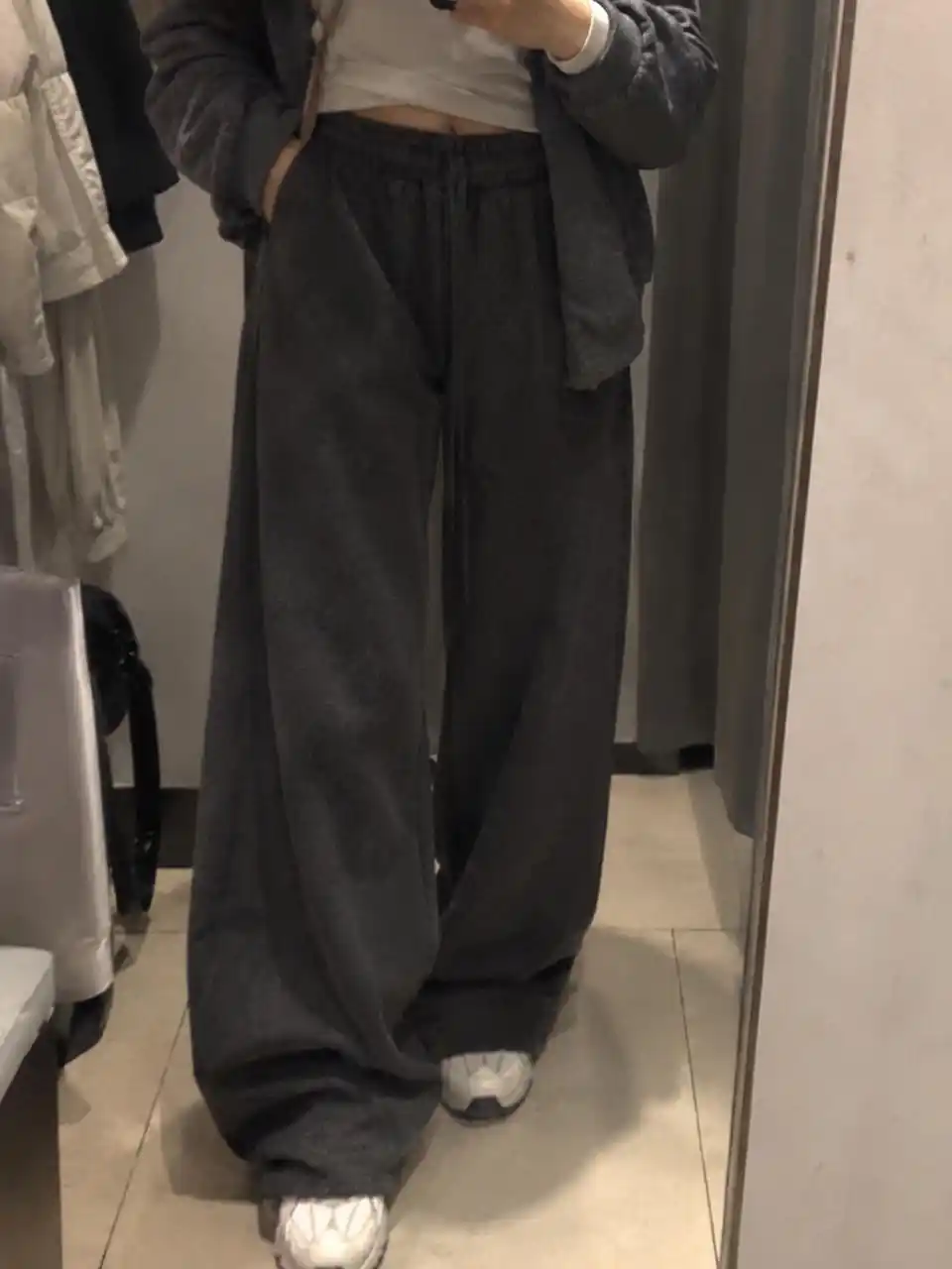 Ayollar issiq nachosli shimlari, keng to‘g‘ri triko, qishki palazzo shim S–XL