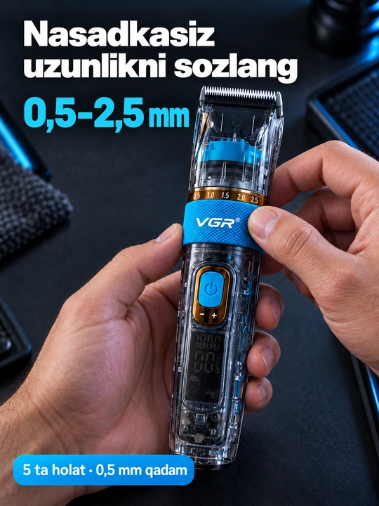 Soch olish mashinkasi VGR V-695, 6 ta nasadka, 3 tezlik, LED displey
