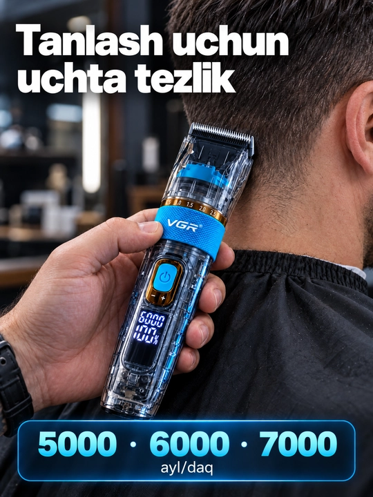 Soch olish mashinkasi VGR V-695, 6 ta nasadka, 3 tezlik, LED displey