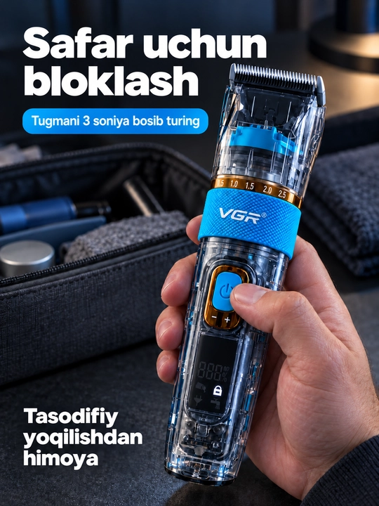 Soch olish mashinkasi VGR V-695, 6 ta nasadka, 3 tezlik, LED displey